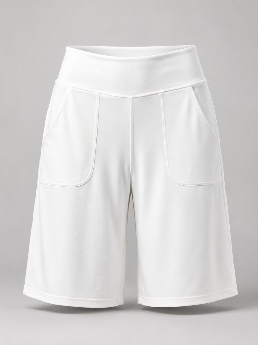 G4Free Women White High Waisted Bermuda Shorts Pockets XL YJ19001 Activewear